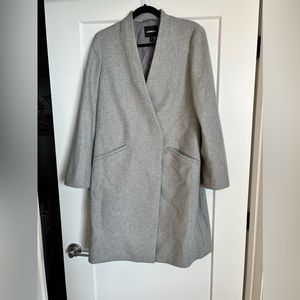 Express Collarless Wool-Blend Pea Coat